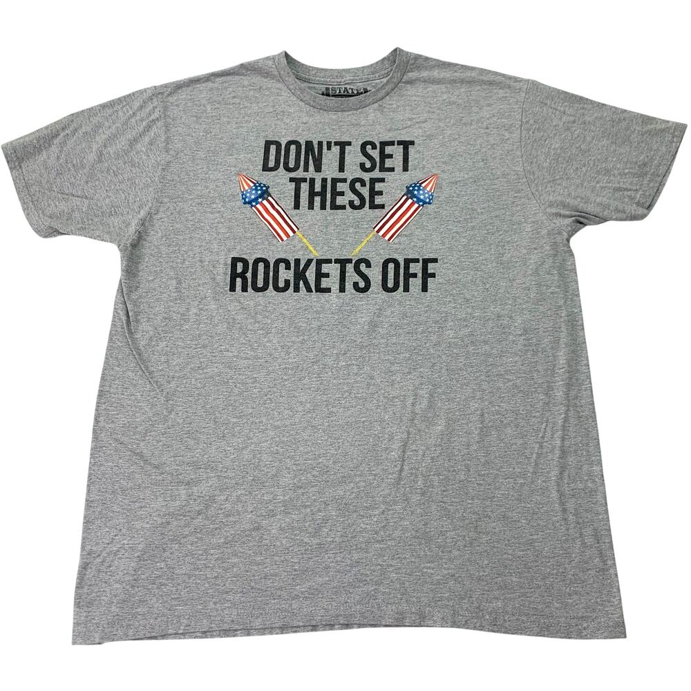 State Fitness Mens XXL Don't Set These Rockets Off Muscle Shirt Funny Humor Tee